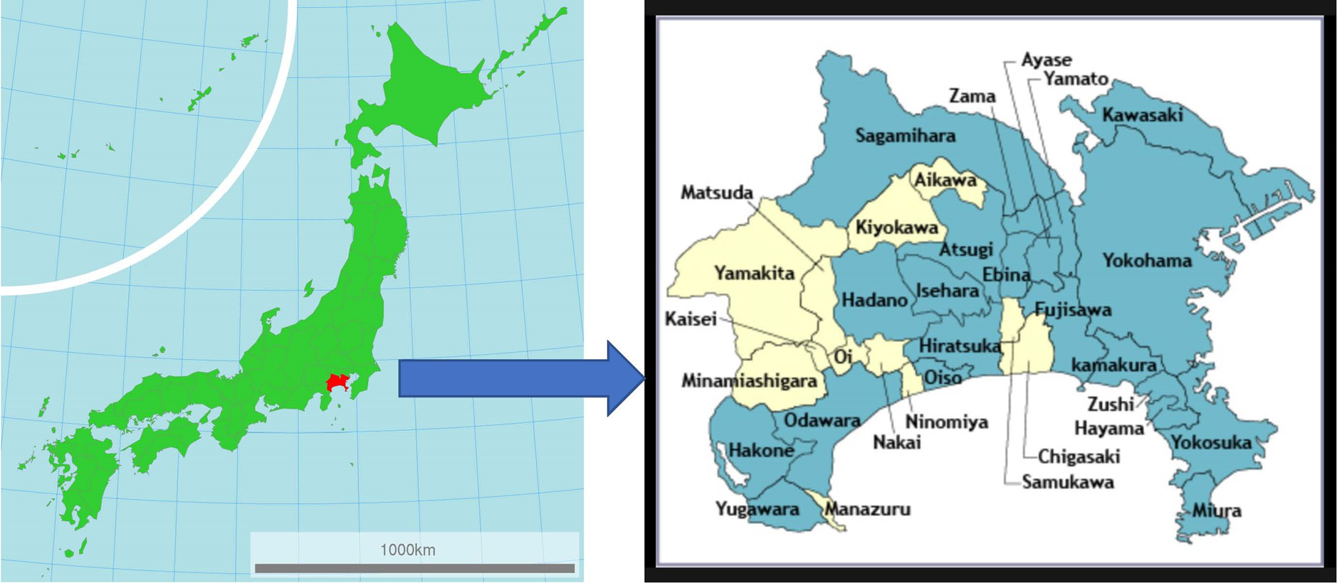 Cities in Kanagawa Prefecture: Kamakura, Kanagawa, Chigasaki